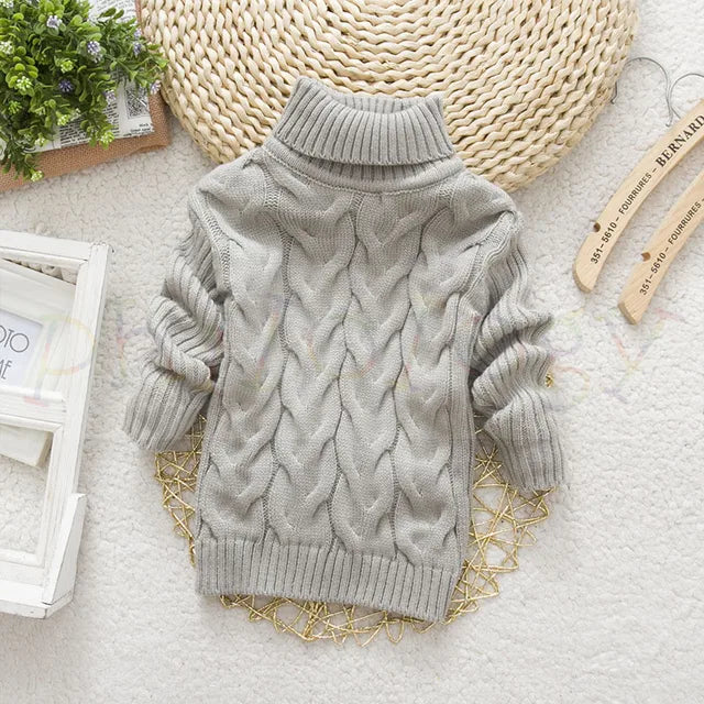 Mini Fashion - Stilig flettestrikket genser med høy hals