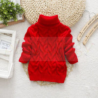 Thumbnail for Mini Fashion - Stilig flettestrikket genser med høy hals