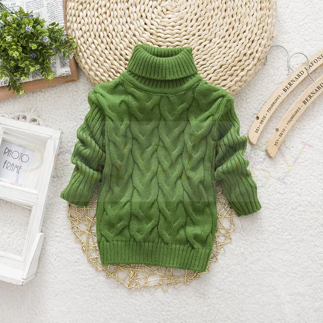 Mini Fashion - Stilig flettestrikket genser med høy hals