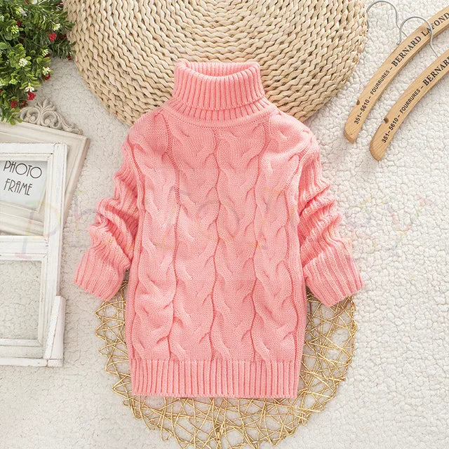 Mini Fashion - Stilig flettestrikket genser med høy hals