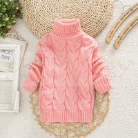 Thumbnail for Mini Fashion - Stilig flettestrikket genser med høy hals
