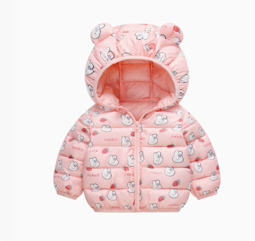 Mini Fashion - Tynn boblejakke med hette - Varm i overgangsperiodene