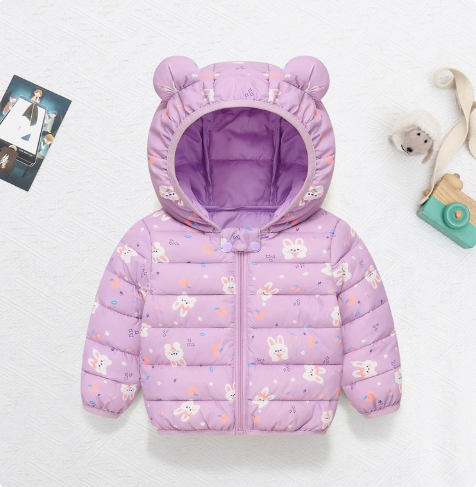 Mini Fashion - Tynn boblejakke med hette - Varm i overgangsperiodene