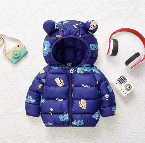 Mini Fashion - Tynn boblejakke med hette - Varm i overgangsperiodene