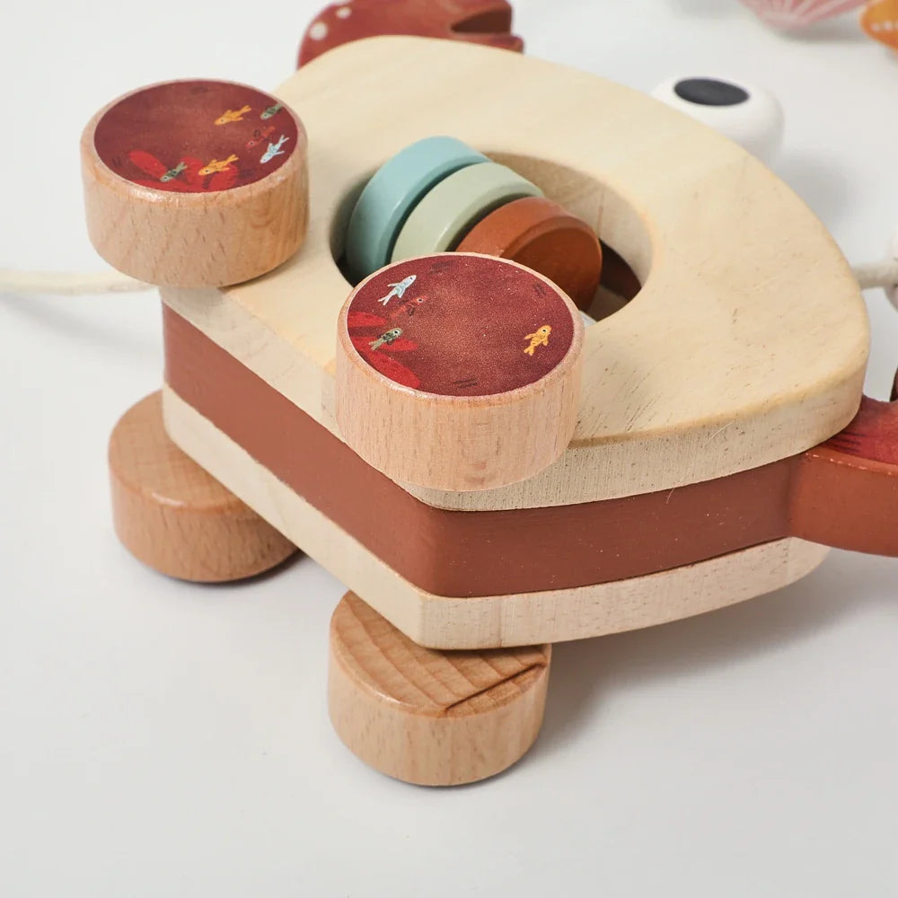 Crab Pull Toy – Lek og læring – Krabbe av tre
