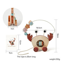 Thumbnail for Crab Pull Toy – Lek og læring – Krabbe av tre