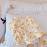 Thumbnail for Mini Fashion - Luftig bomull - Sommersett med hjerter til barn