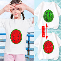 Thumbnail for Mini Fashion - Flott tosidig paljettmotiv - T-skjorte med vannmelon