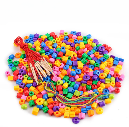 Rainbow Lacing Beads – Fremmer finmotorikken - Regnbueperler med tråd