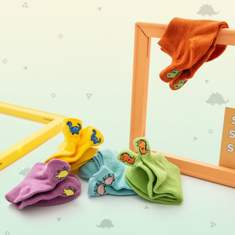 PlayfulToes – Fargerike og myke – korte barnesokker (sett med 5)