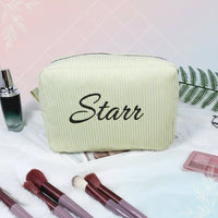 Thumbnail for Striped Name Pouch – Personlig og stilig – Sminkeveske