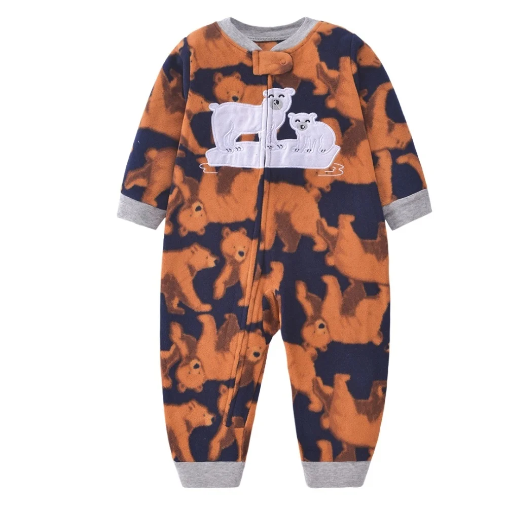 WarmBuddy – Søt og myk – babyjumpsuit i fleece med tegneserieprint