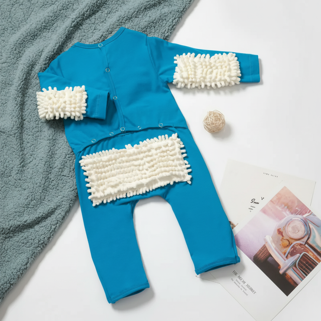 TinyCleaner – Myk og praktisk – babyjumpsuit til å krype og leke i