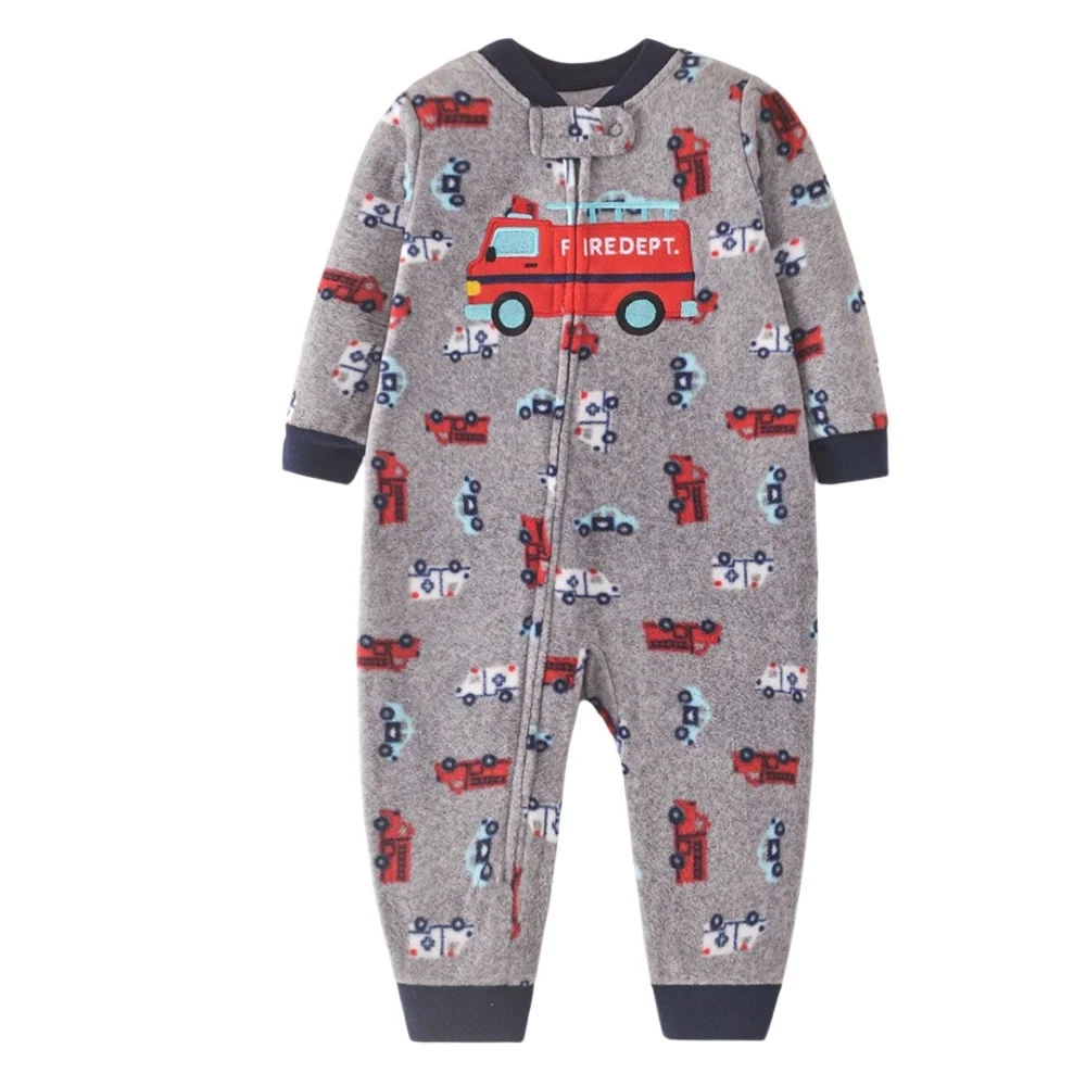WarmBuddy – Søt og myk – babyjumpsuit i fleece med tegneserieprint