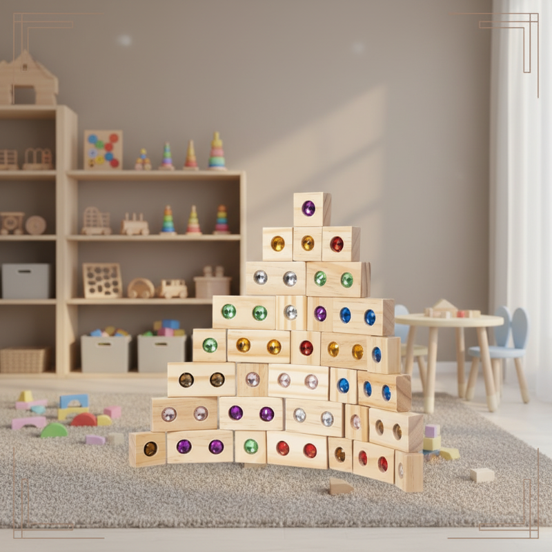 Rainbow Gem Stacking Blocks – Kreativt og lærerikt – Sett med treklosser til å stable