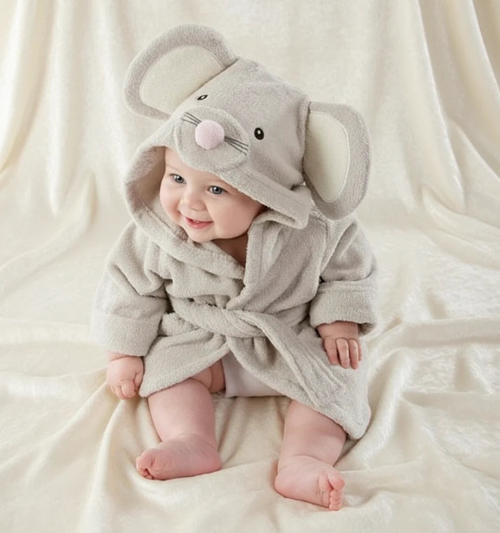 CozyNest – Mykt og absorberende – Badekåpe med dyremotiv