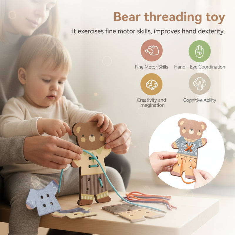 ThreadBear – Søt og lærerik – Montessori-trådleketøy bjørn
