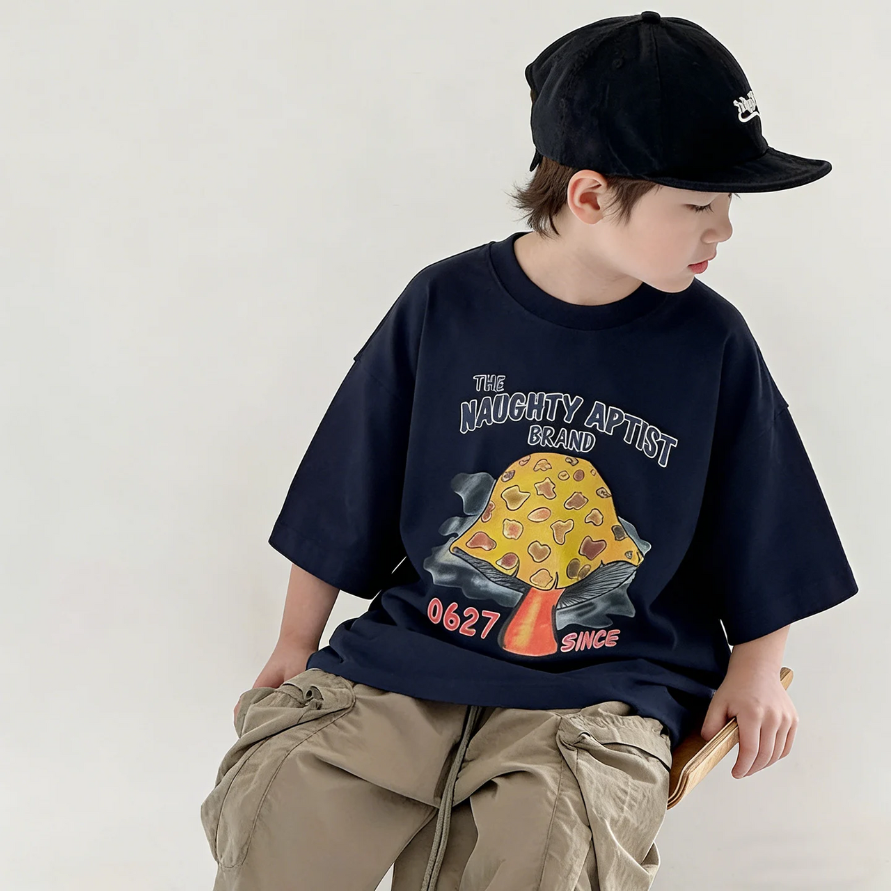 MushroomPlay – Casual & Streetwear – Oversized T-skjorte med soppmønster