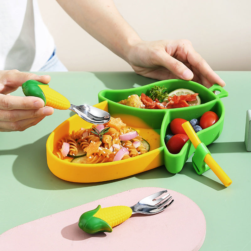 MiniMeal – Sikker og sklisikker – Silikon-småbarnsbestikk med bestikk
