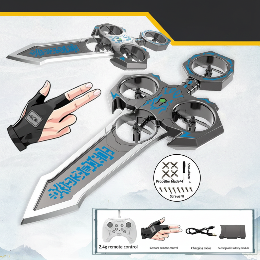 AirBlade – Lekent og interaktivt – fjernstyrt flygende leketøy med sverddesign