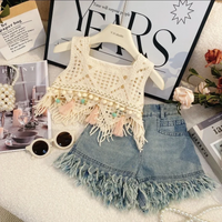 Thumbnail for MiniChic – Stilig og komfortabelt – Sett med boho-top og jeansshorts
