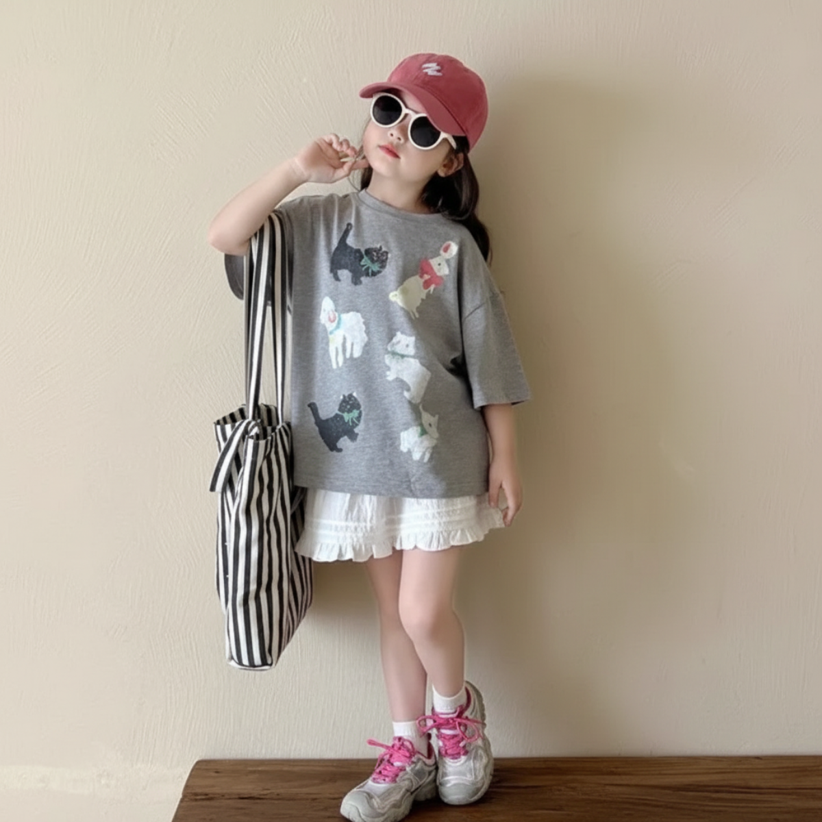 CatFun – Uformell og leken – Oversized T-skjorte med katteprint