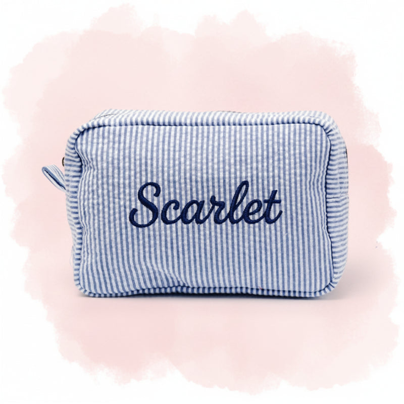 Striped Name Pouch – Personlig og stilig – Sminkeveske