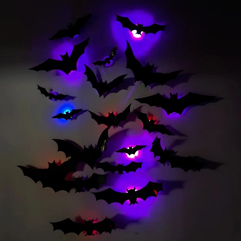 SpookyGlow – Skummel og stemningsfull – LED-veggdekorasjon med Halloween-flaggermus