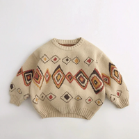 Thumbnail for LittleRetro – Varm og stilig – Strikket barnegenser med diamantmønster