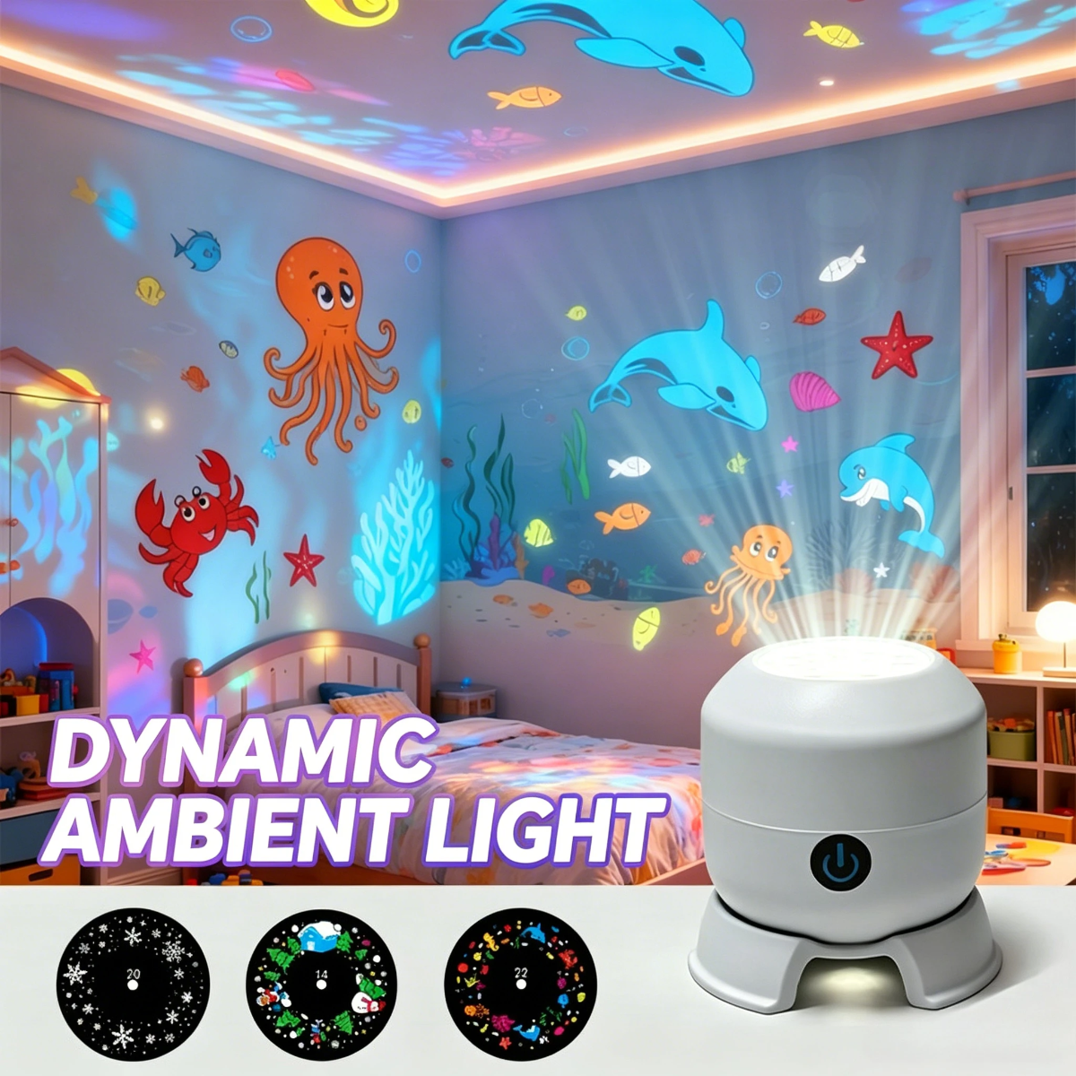 SeaDream – Lek og læring – 360° roterende LED-nattlampe