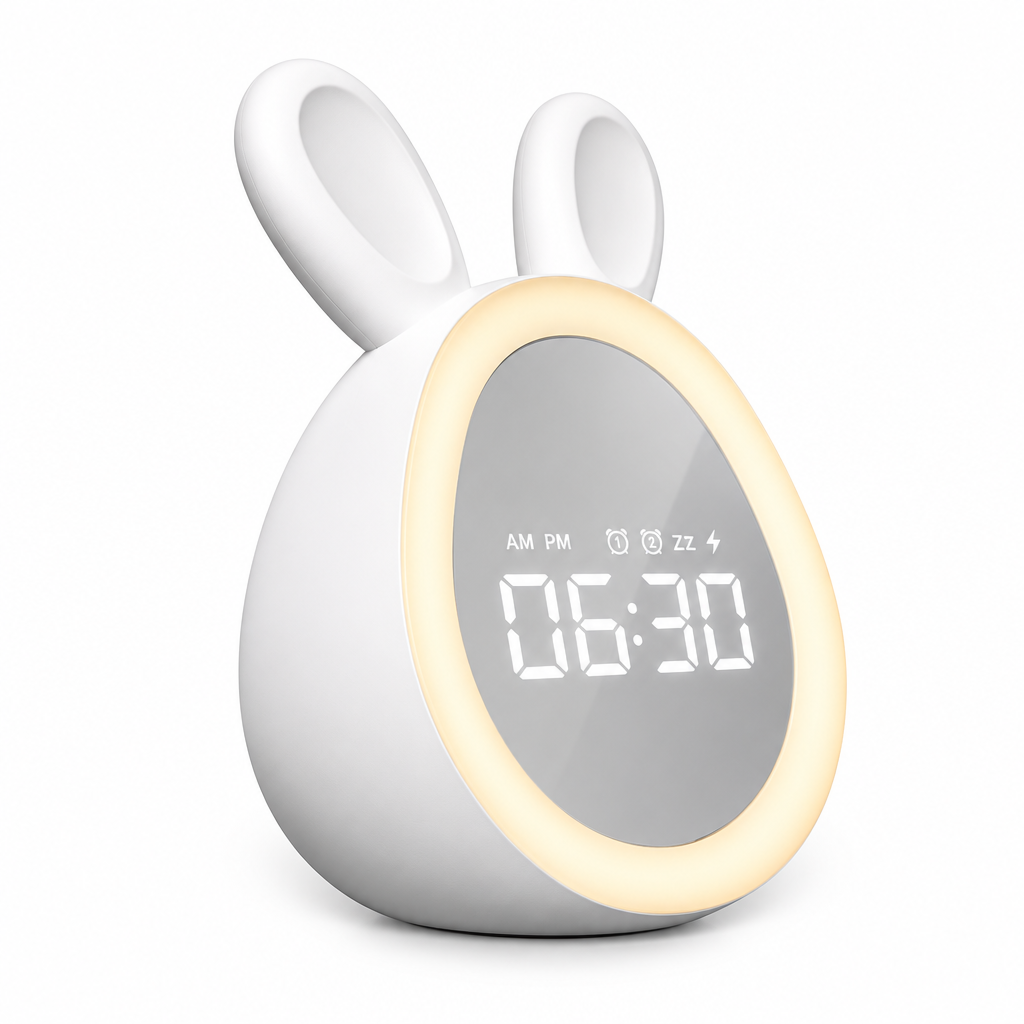 BunnyGlow – Søt og praktisk – digital vekkerklokke for barn med nattlampe