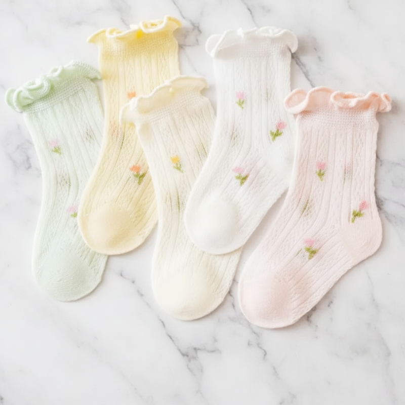 HappyToes – Fargerike og søte – babysokker (sett med 5)