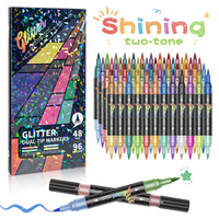 Thumbnail for ArtShine – Fargerikt og glitrende – Sett med dobbeltsidige glitter- og selvlysende tusjer