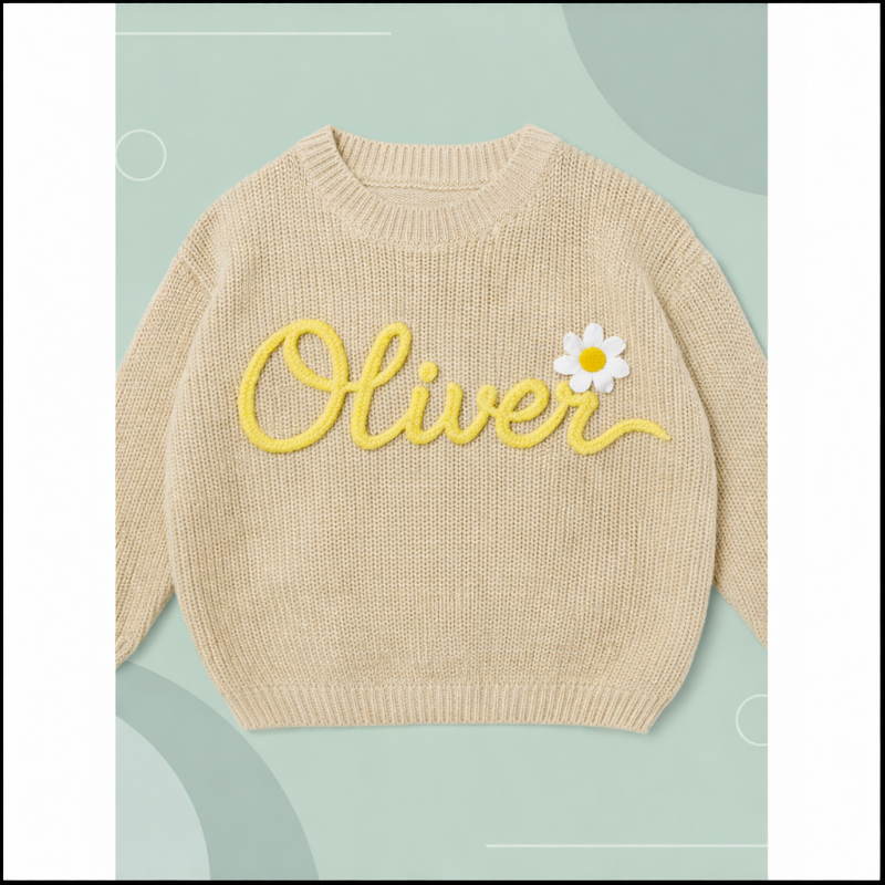 TinyStitch – Personlig strikket navnetrøye for barn