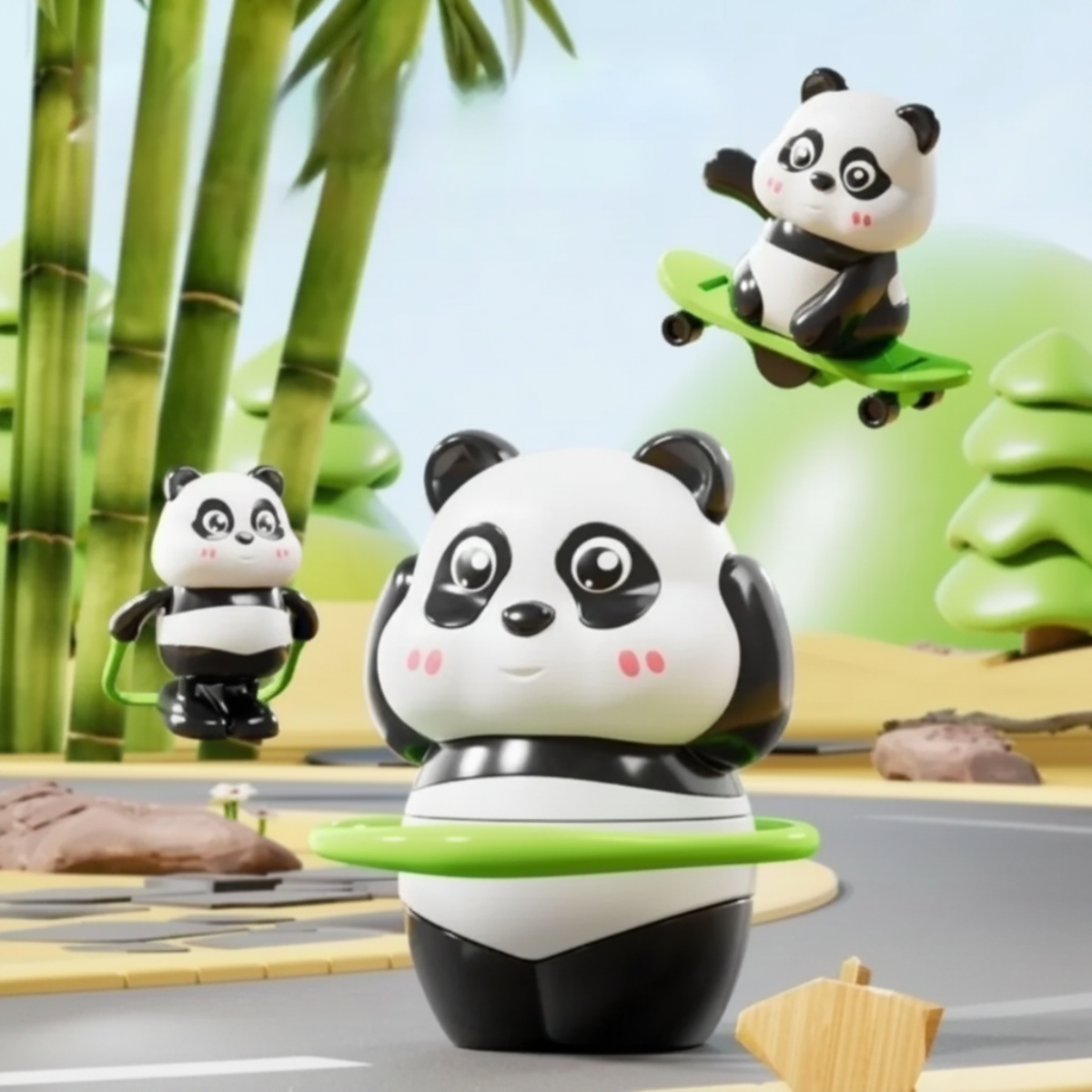 PandaPlay – Morsomt  & Aktivt – Opptrekkbar panda-leke