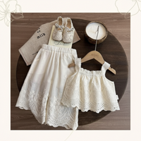 Thumbnail for TinyLuxe – Sommersett med bluse i blonder og bukser med vide ben
