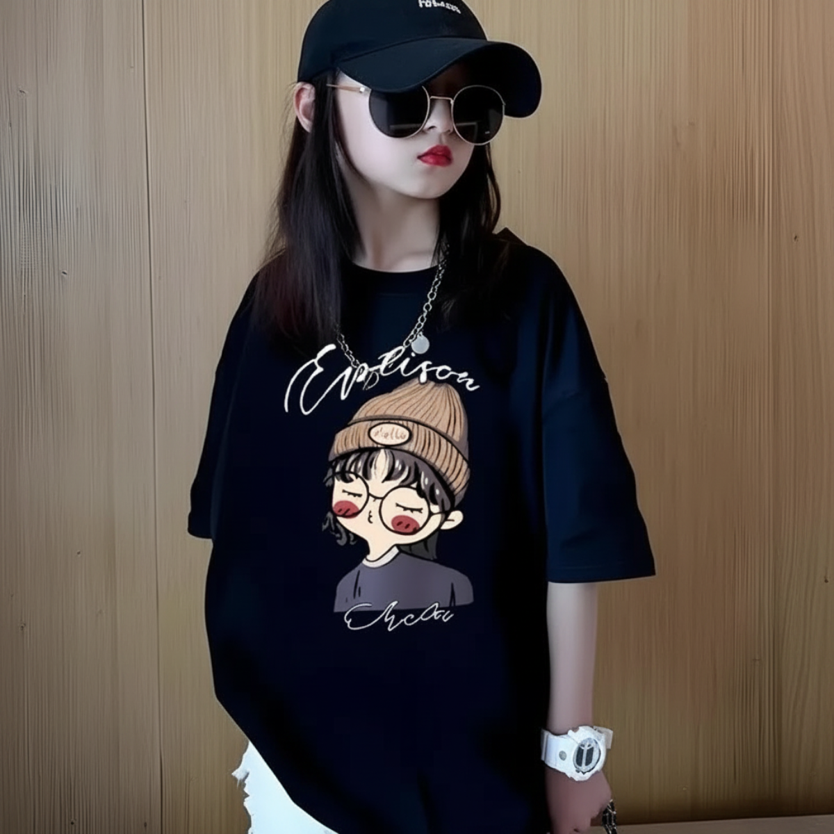 CuteStyle – Trendy og komfortabel – T-skjorte med oversized tegneserieprint