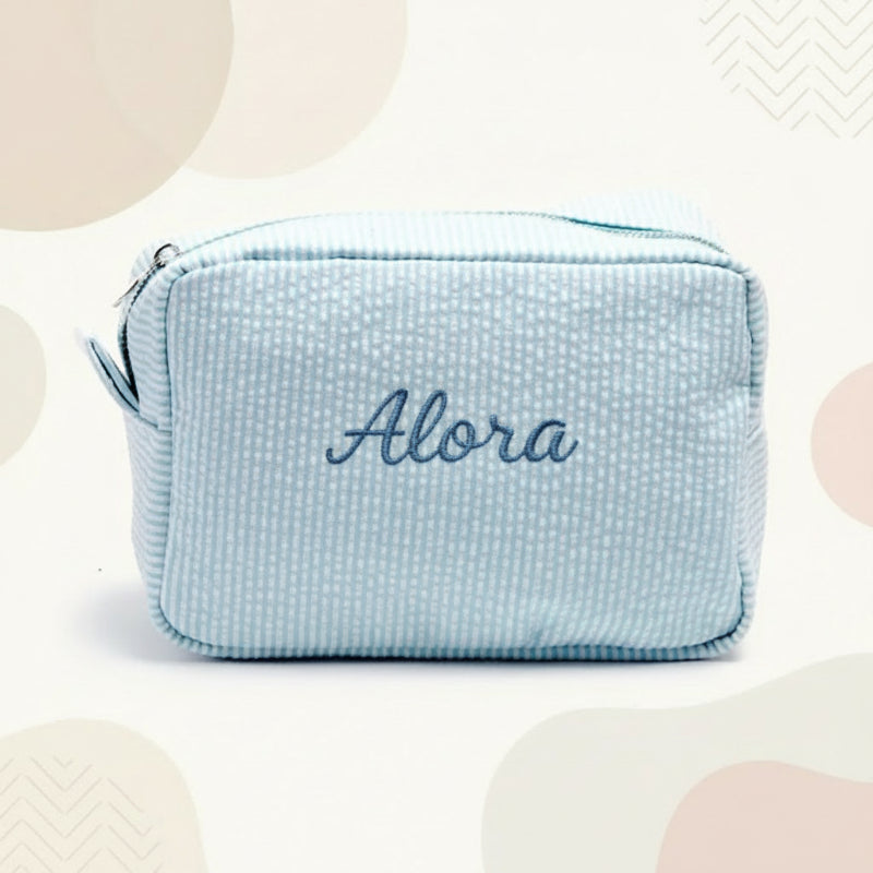 Striped Name Pouch – Personlig og stilig – Sminkeveske