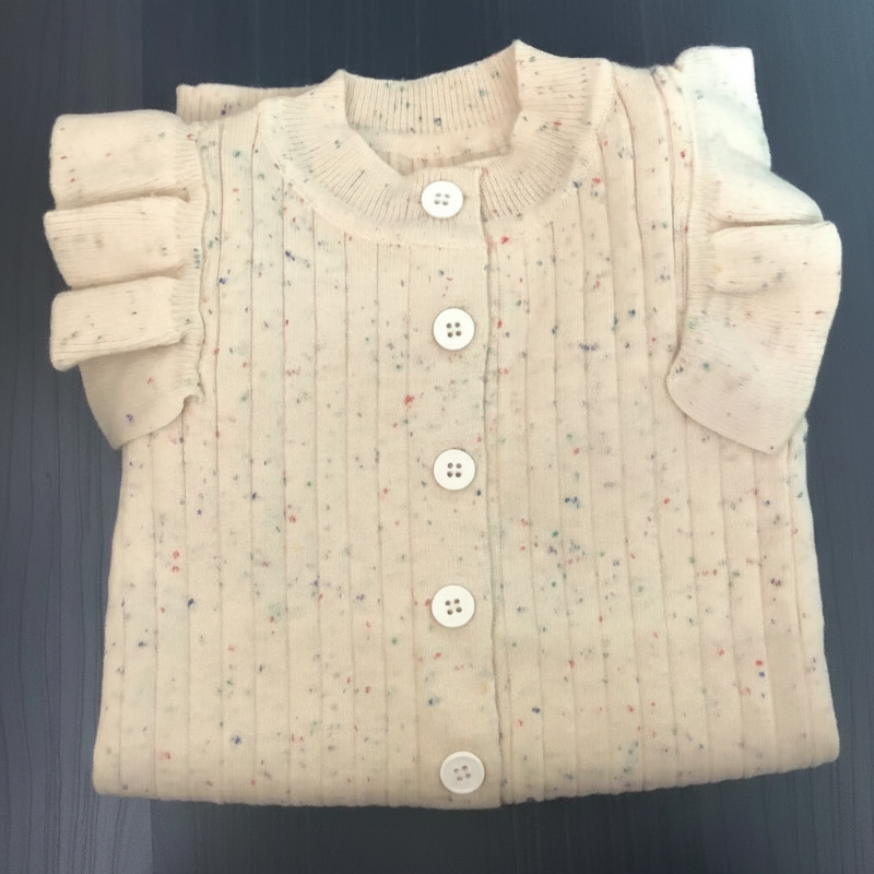 MiniAurora – Mykt og elegant – Strikket babydrakt med englevinger og pannebånd