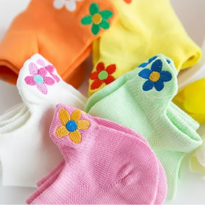 PlayfulToes – Fargerike og myke – korte barnesokker (sett med 5)