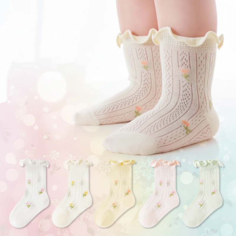 HappyToes – Fargerike og søte – babysokker (sett med 5)
