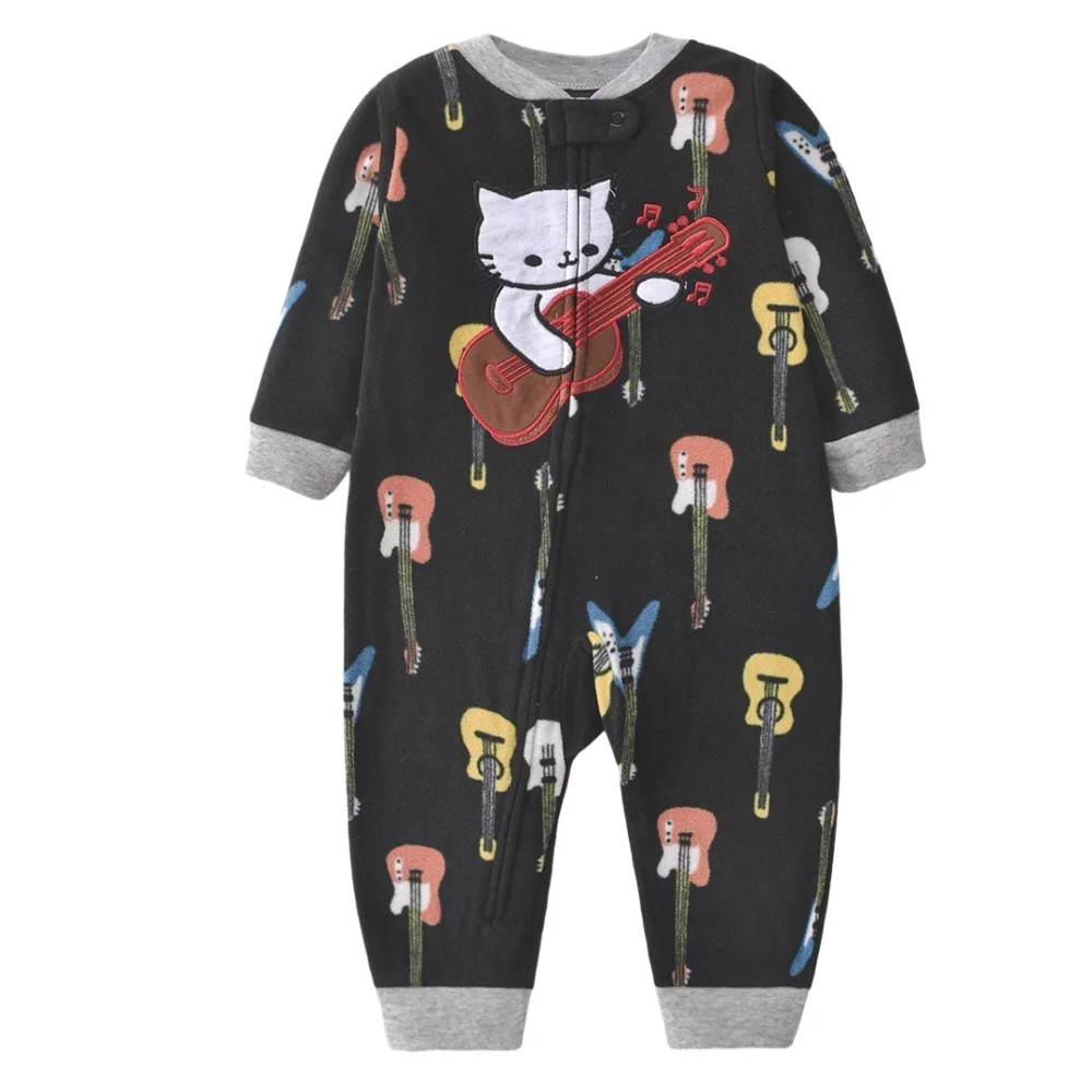 WarmBuddy – Søt og myk – babyjumpsuit i fleece med tegneserieprint
