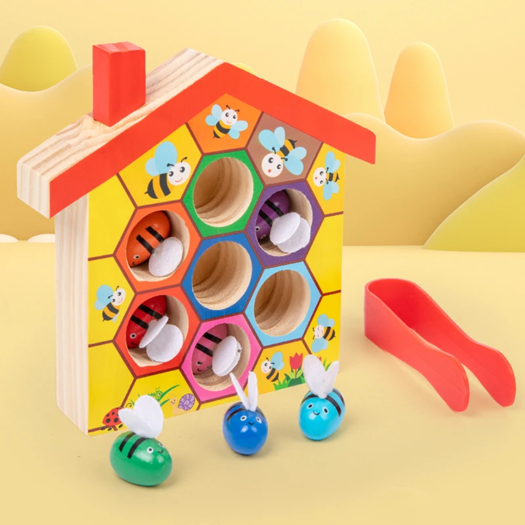 HoneyHive – Montessori & Pedagogisk – Sorteringslek med bier i tre