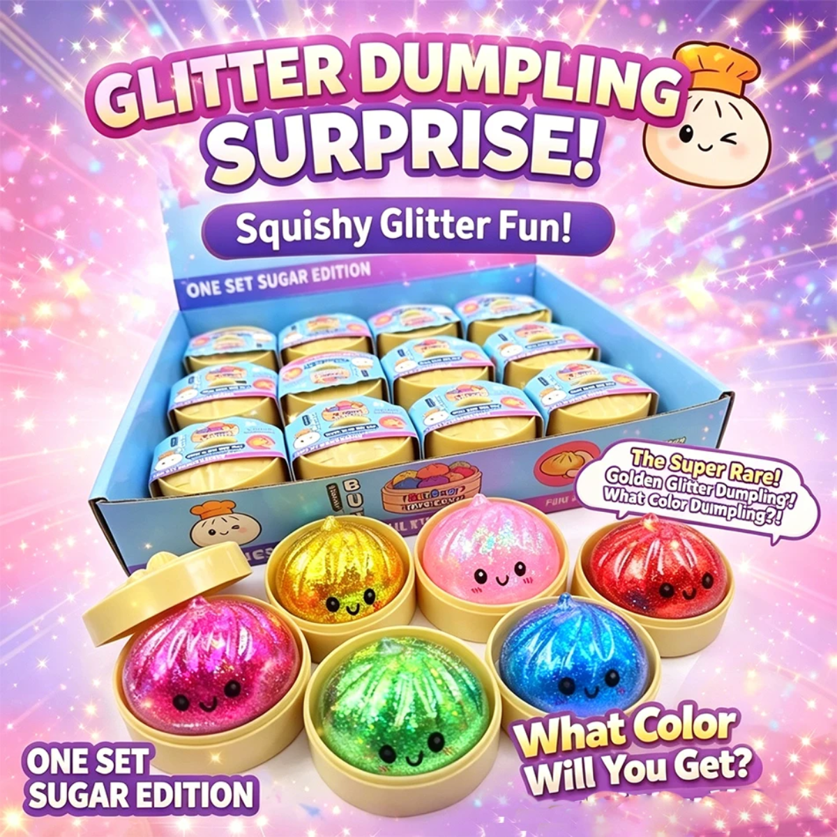 FunSquish – Fargerikt & glittermoro – Glitter-squishy-klumper