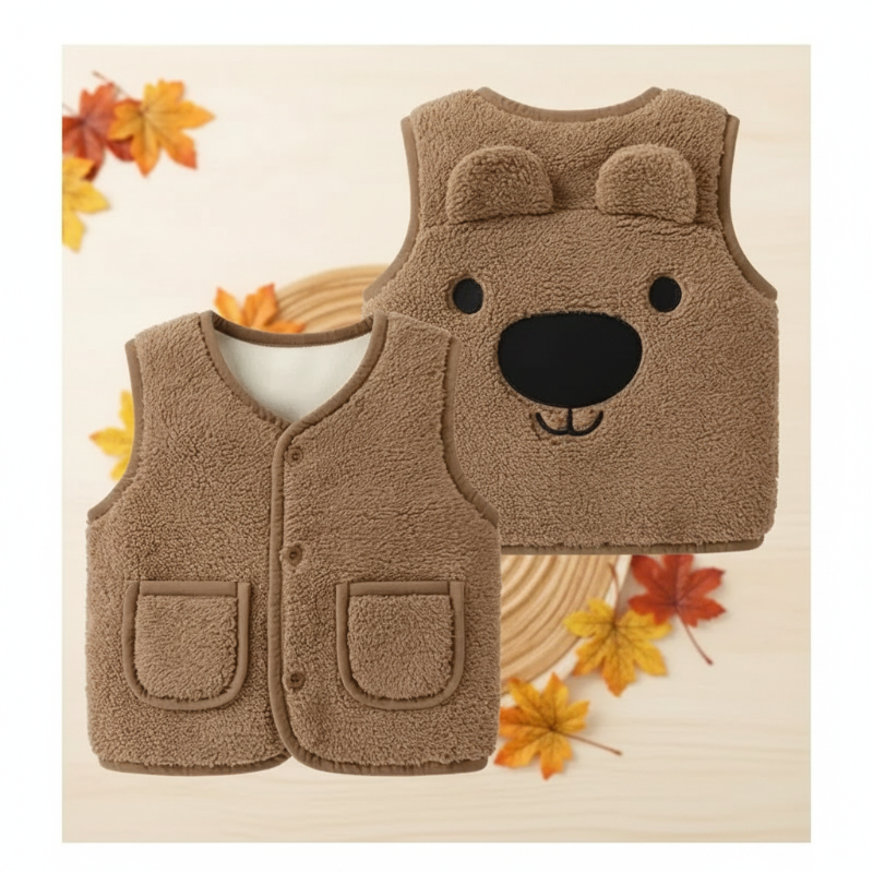 Baby Bear Fleece Vest – Varm og myk – Barnetrøye med bjørnemotiv