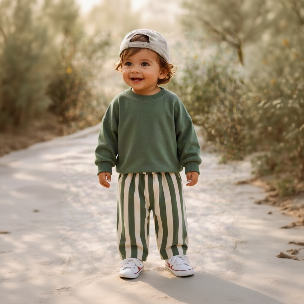 SoftStripe – Myk og behagelig – babybukser med stripete mønster