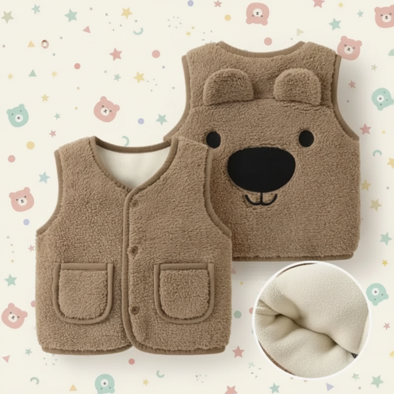 Baby Bear Fleece Vest – Varm og myk – Barnetrøye med bjørnemotiv