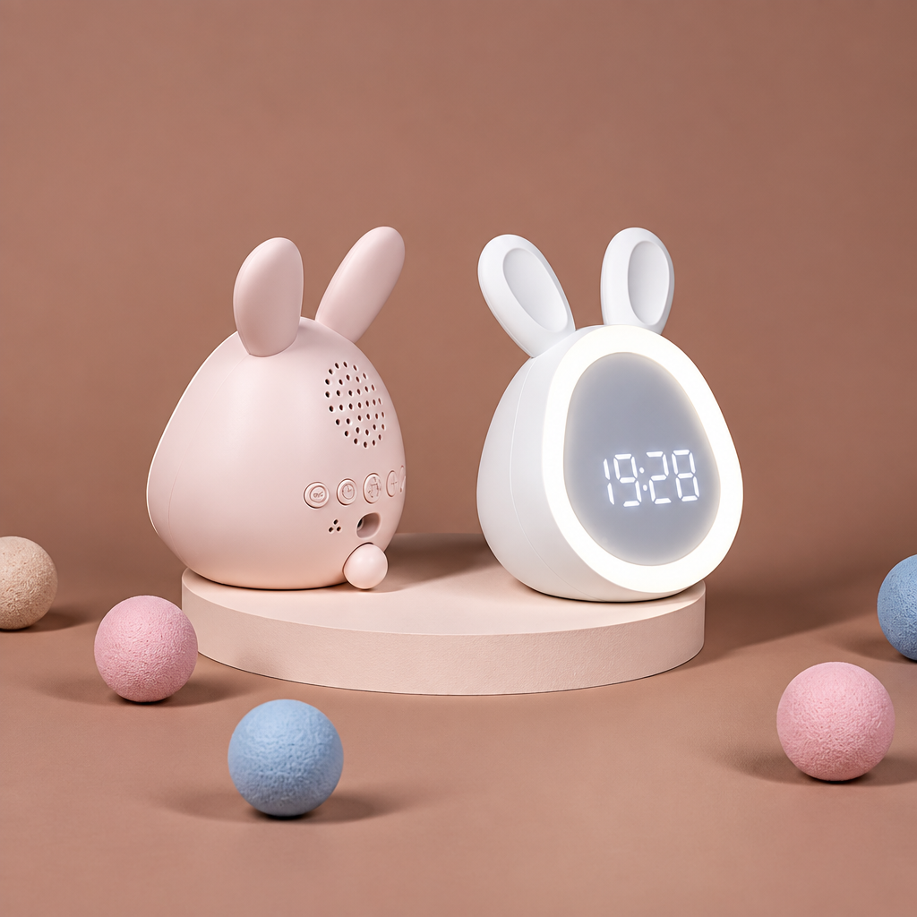 BunnyGlow – Søt og praktisk – digital vekkerklokke for barn med nattlampe