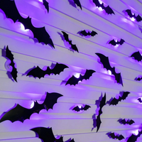 Thumbnail for SpookyGlow – Skummel og stemningsfull – LED-veggdekorasjon med Halloween-flaggermus