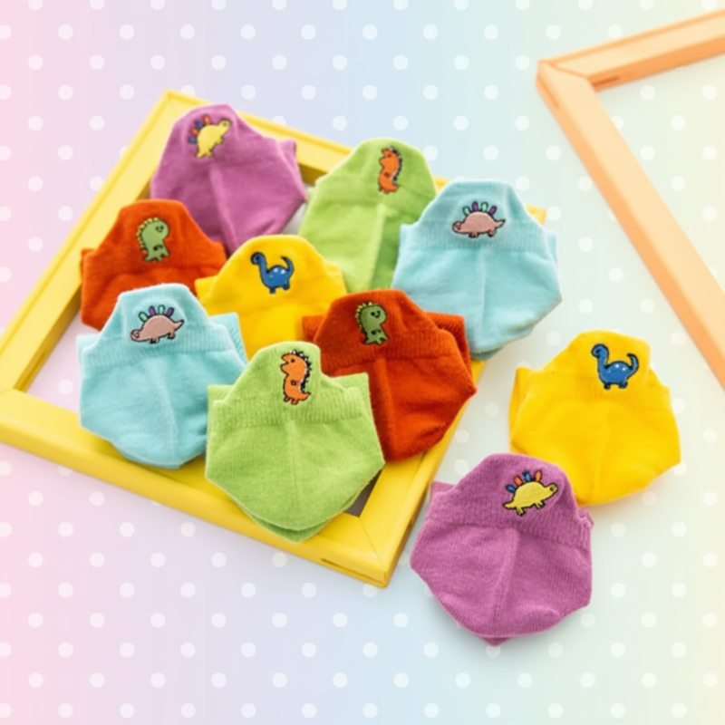PlayfulToes – Fargerike og myke – korte barnesokker (sett med 5)